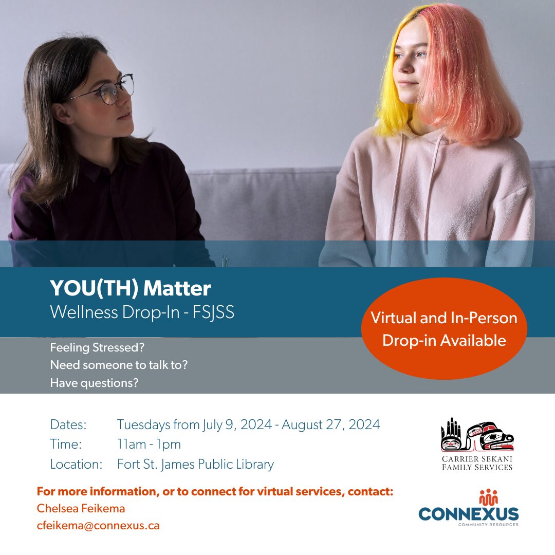 Counsellor talking with youth; event details.