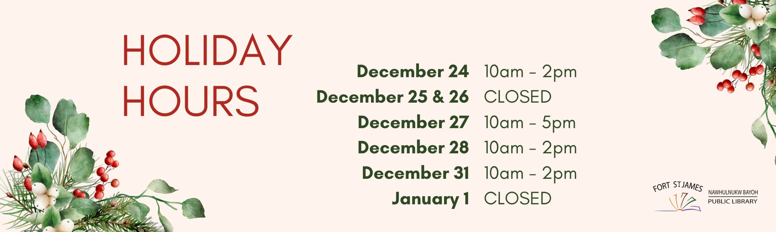 Red Green Elegant Christmas Closure Dates Facebook Post